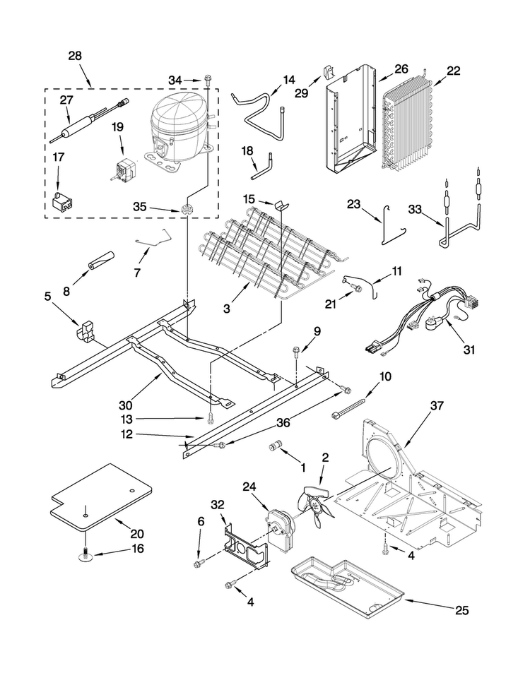 Unit Parts Diagram and Parts List for CS25CFXTQ02  Crosley Refrigerator