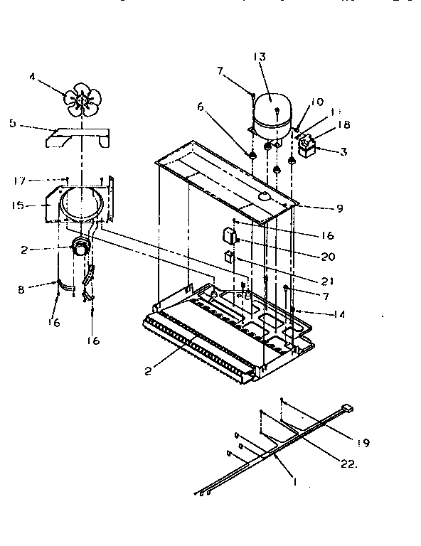 Compressor Compartment Diagram and Parts List for TR21S4L-P1196102WL  Amana Refrigerator