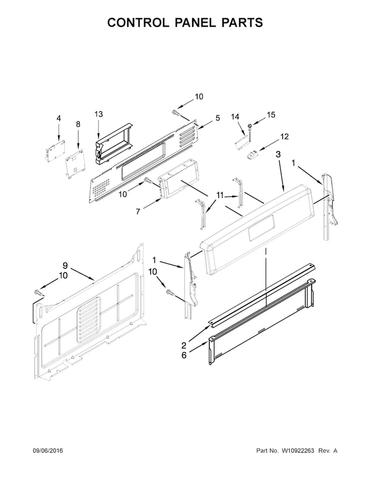 Control Panel Parts Diagram and Parts List for MGR8700DB3  Maytag Range