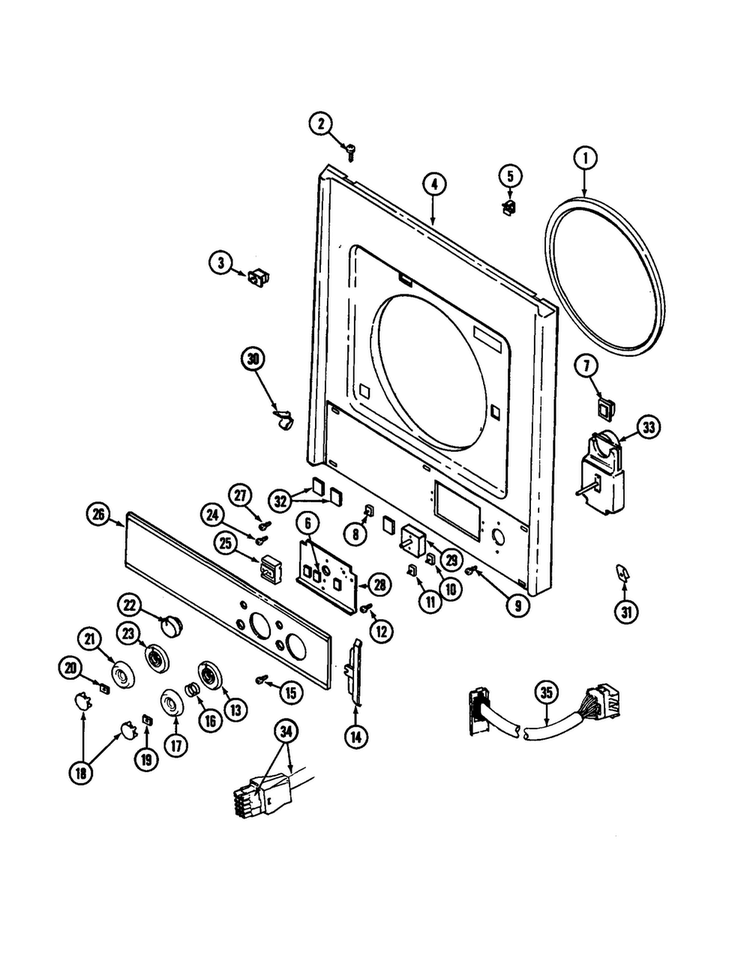 Front And Control Panels Diagram and Parts List for LSE7806ABQ  Maytag Washer Dryer Combo