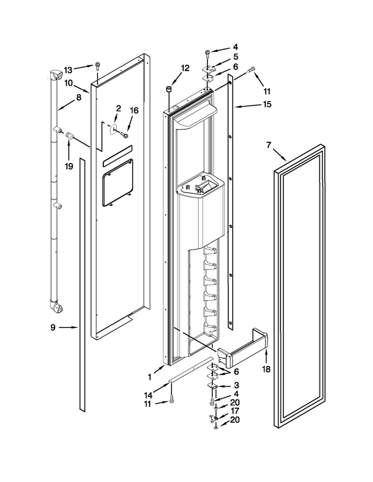 Freezer Door Parts Diagram and Parts List for JS48PPDUDB15  Jenn-Air Refrigerator