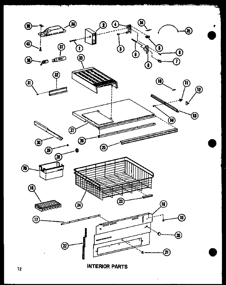 INTERIOR PARTS Diagram and Parts List for BCI20D P6023524W Amana Refrigerator