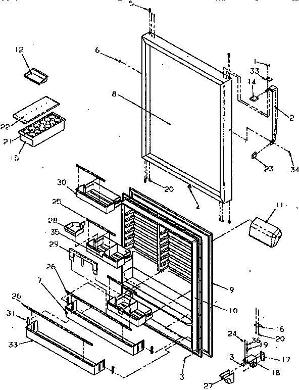 Refrigerator Door Diagram and Parts List for TR21S4L-P1196103WW  Amana Refrigerator