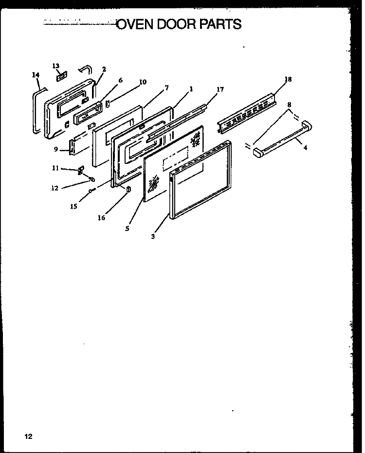 OVEN DOOR PARTS Diagram and Parts List for FDU1862WW P1131909 Amana Range