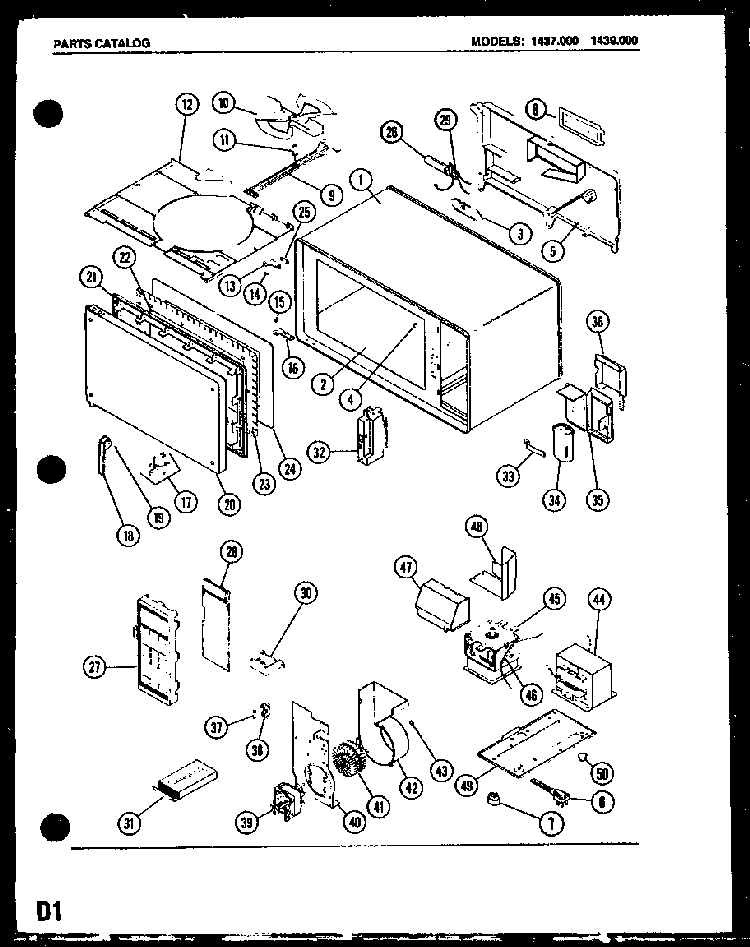 Microwave Parts Diagram and Parts List for 1437000  Amana Microwave