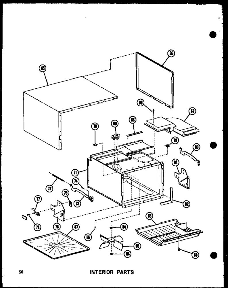 Interior Parts 3 Diagram and Parts List for RR-4D P71100-5M Amana Microwave
