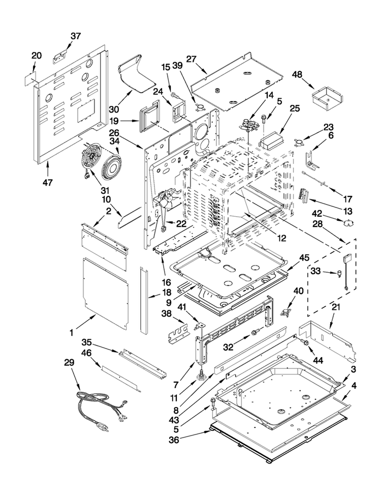 Chassis Parts Diagram and Parts List for JGS8850CDB00  Jenn-Air Range