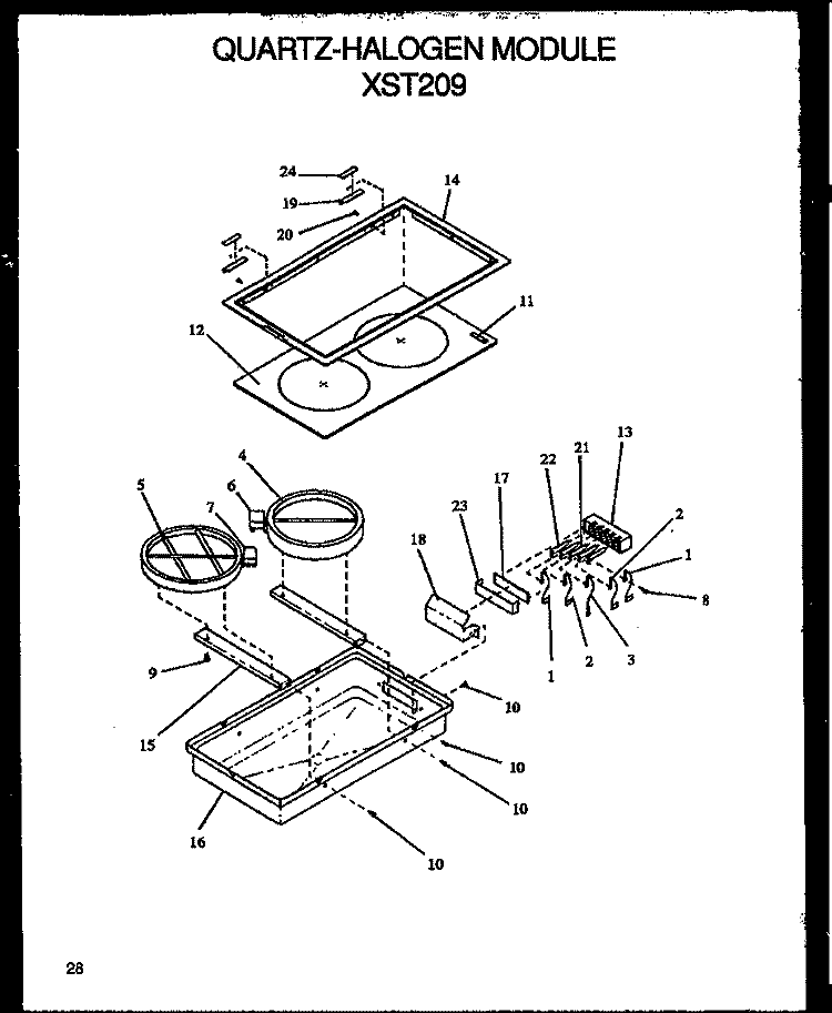 QUARTZ - HALOGEN MODULE Diagram and Parts List for XST2092B P1100204 Amana Cooktop