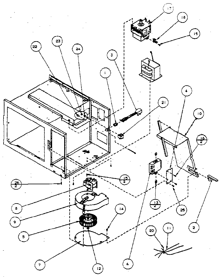 Magnetron And Air Flow Diagram and Parts List for RBG6358P  Amana Microwave