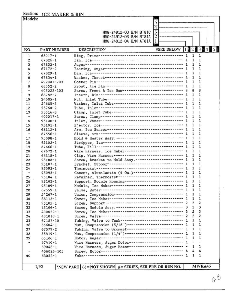 Ice Maker And Bin Page 2 Diagram and Parts List for 24912-0A  Admiral Refrigerator