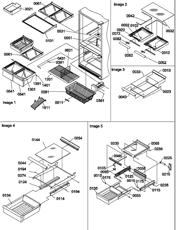 Shelving Assemblies Diagram and Parts List for BC21VL-P1321506WL  Amana Refrigerator