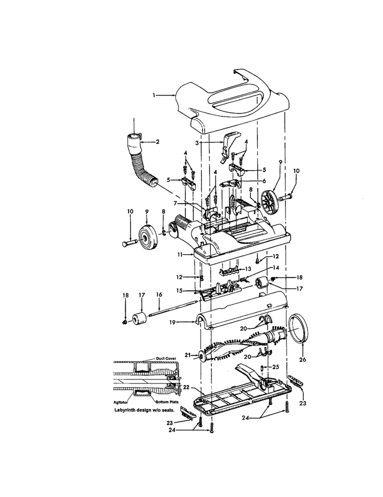 Hood/agitator Diagram and Parts List for U5409-955  Hoover Upright Vacuum