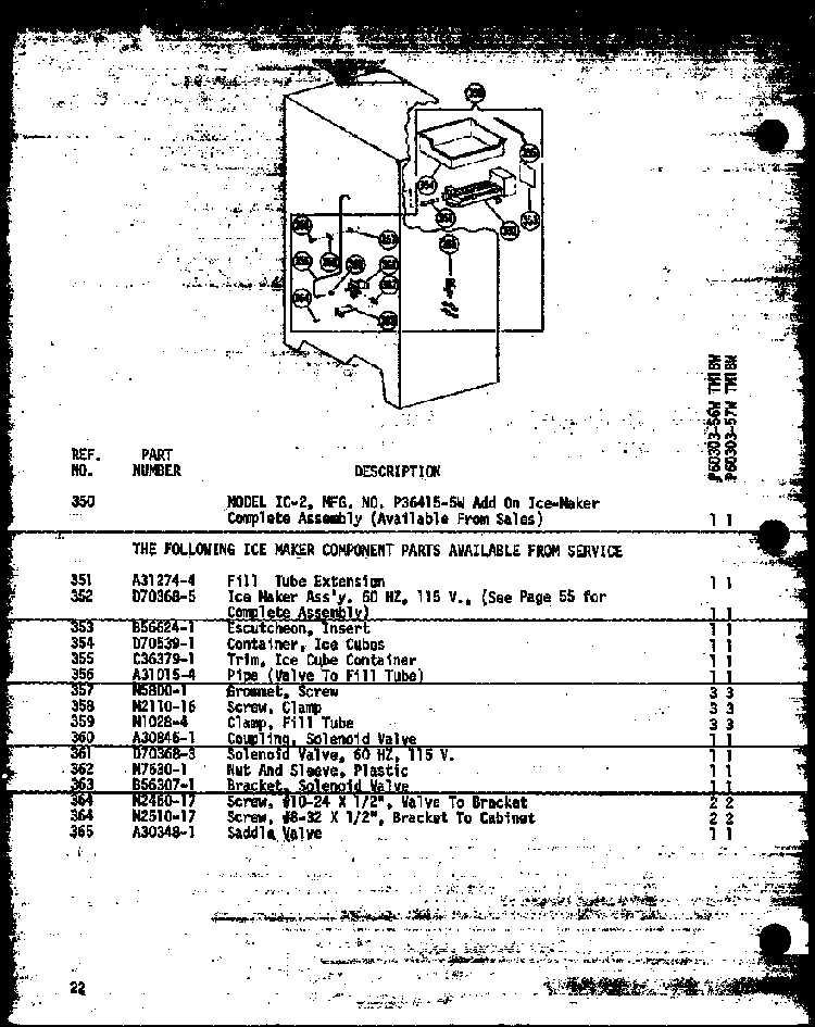 Section 6 Diagram and Parts List for TD20W-P60303-62W  Amana Refrigerator