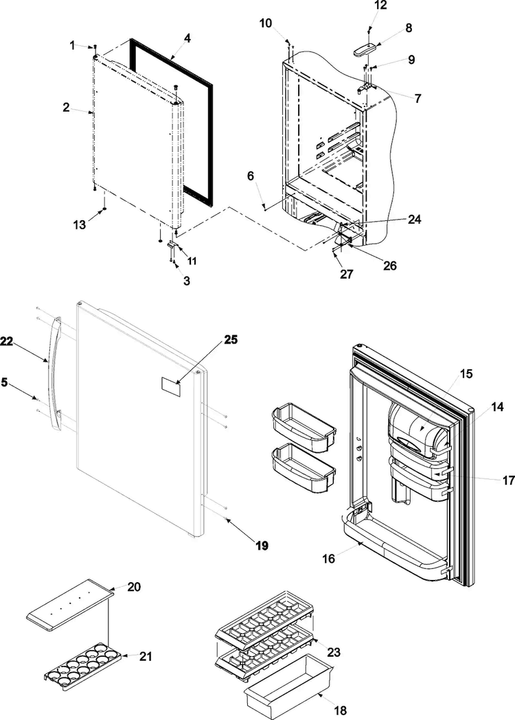 Refrigerator Door Diagram and Parts List for ABB2222FEB0  Amana Refrigerator