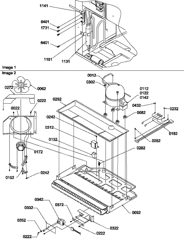 Machine Compartment Assembly Diagram and Parts List for BC21VL-P1321506WL  Amana Refrigerator