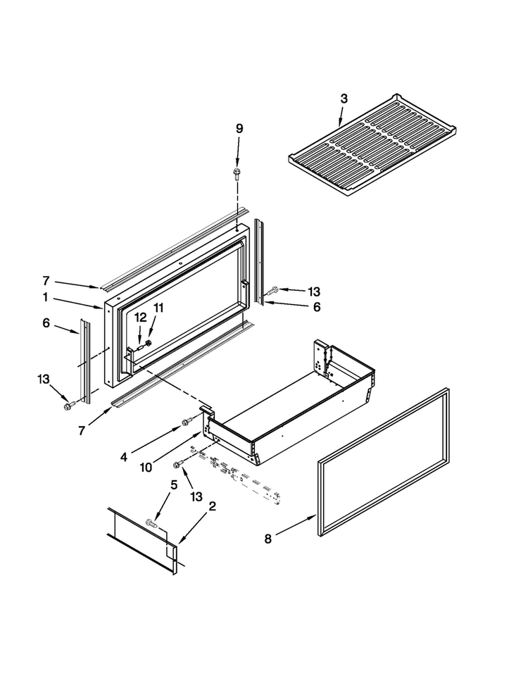 Freezer Door And Basket Parts Diagram and Parts List for JB36NXFXLW02  Jenn-Air Refrigerator