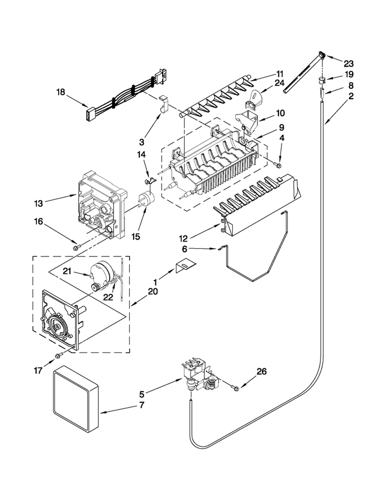 Icemaker Parts Diagram and Parts List for JFC2290VEP10  Jenn-Air Refrigerator