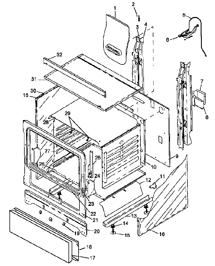 Cabinet Assembly Diagram and Parts List for RLN345UL P1143176NL Caloric Range