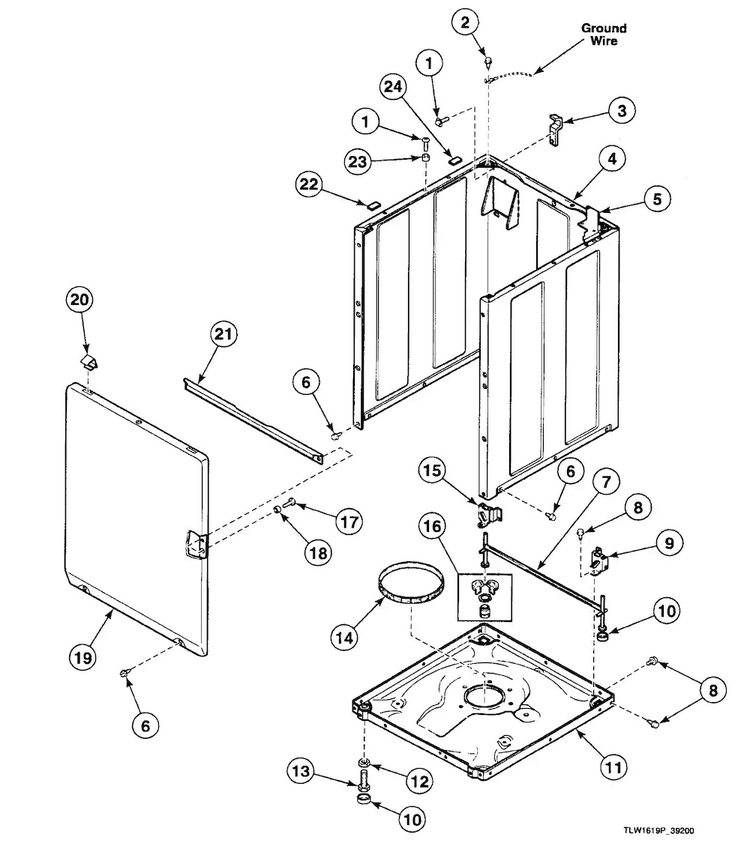 Cabinet Diagram and Parts List for SWTT21WN  Speed Queen Washer