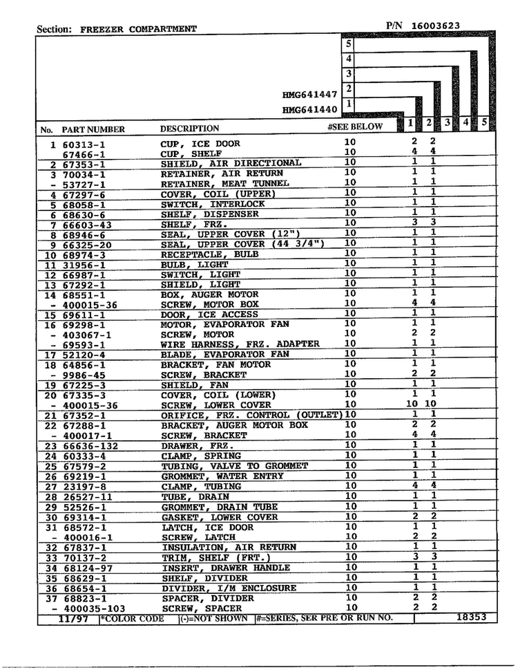 Freezer Compartment Page 2 Diagram and Parts List for 641440  Admiral Refrigerator