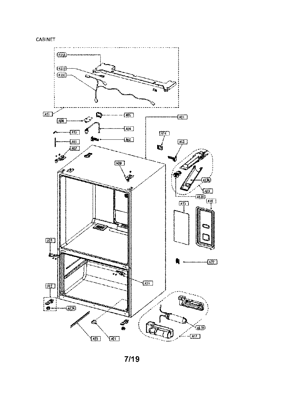 Cabinet Diagram and Parts List for 11173039911  Kenmore Refrigerator