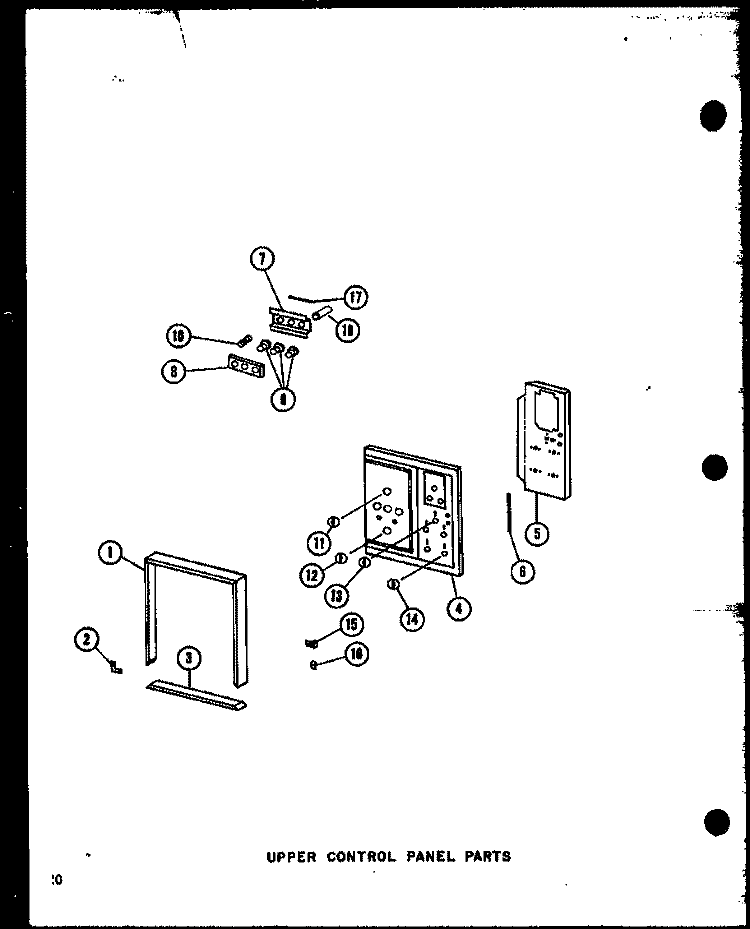 UPPER CONTROL PANEL PARTS Diagram and Parts List for RCC-3-A1 P7340801M A Amana Microwave Oven Combo