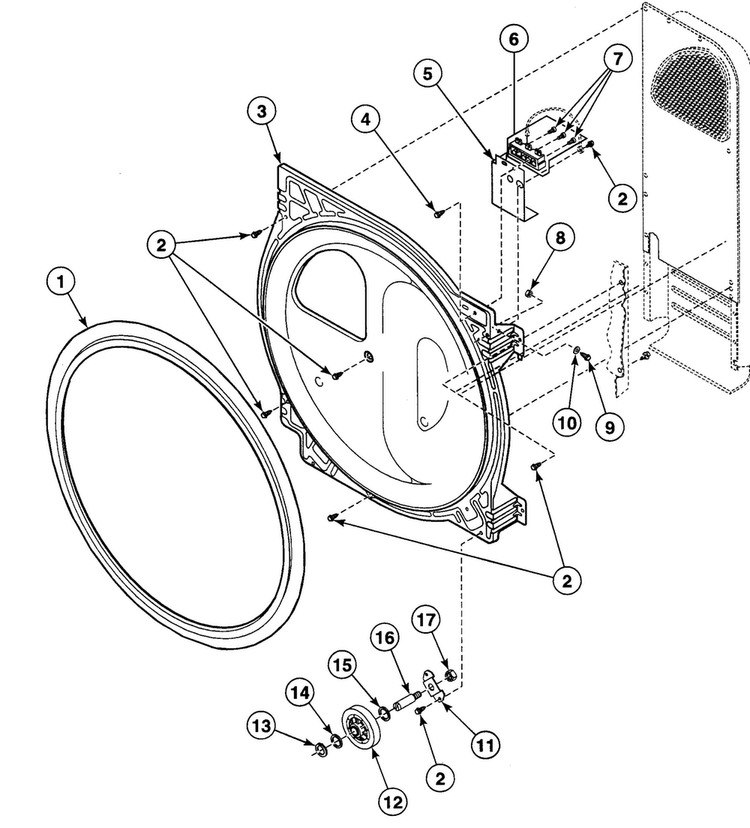 Roller Assy Diagram and Parts List for SSE807QF1500  Speed Queen Dryer