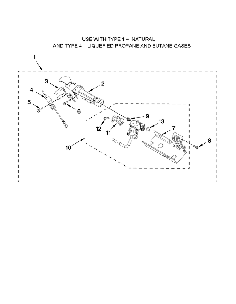 Burner Assembly Diagram and Parts List for MGDB950YW2  Maytag Dryer