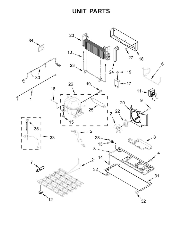 Unit Parts Diagram and Parts List for MFT2776FEZ00  Maytag Refrigerator