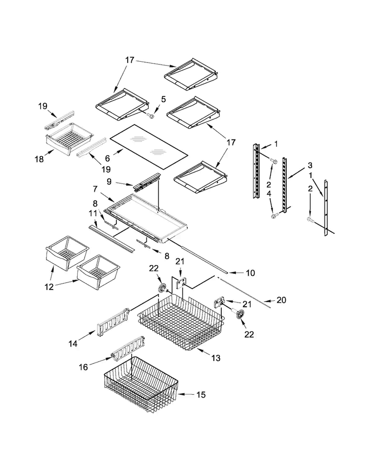 Shelf Parts Diagram and Parts List for ABB1924WES3  Amana Refrigerator
