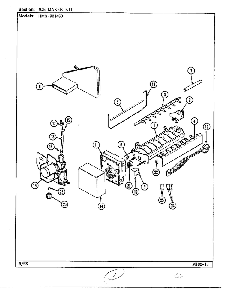 Ice Maker Kit Diagram and Parts List for 901460  Admiral Ice Maker