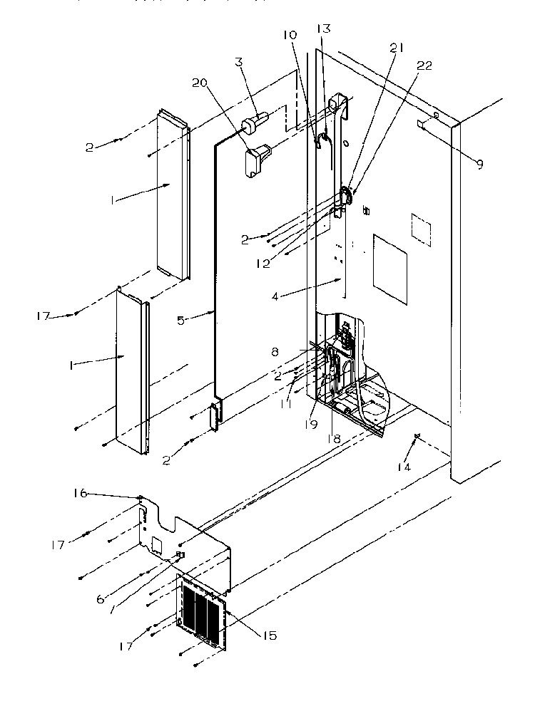 Cabinet Back Diagram and Parts List for TV18S4W-P1194902WW  Amana Refrigerator