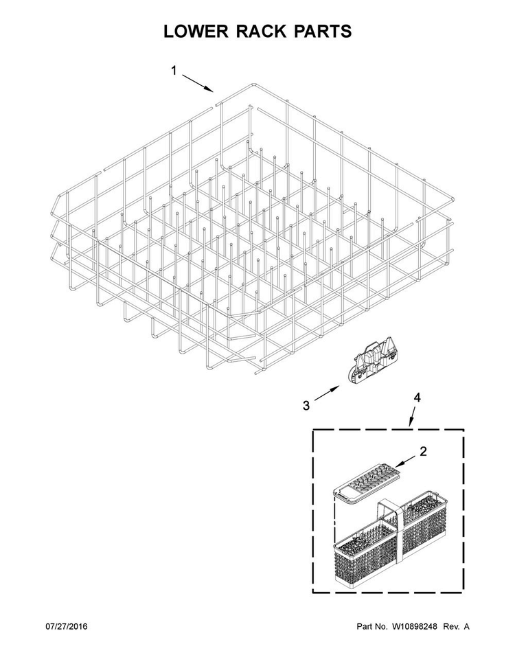 Lower Rack Parts Diagram and Parts List for MDB8959SFH1  Maytag Dishwasher