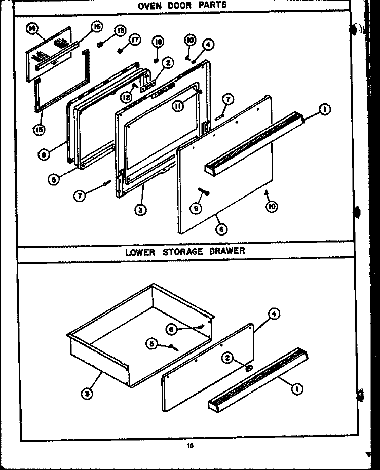 OVEN DOOR PARTS Diagram and Parts List for EVP399  Caloric Microwave Oven Combo
