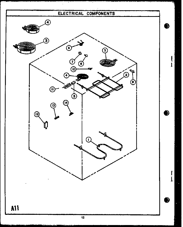 ELECTRICAL COMPONENTS Diagram and Parts List for EVP399  Caloric Microwave Oven Combo