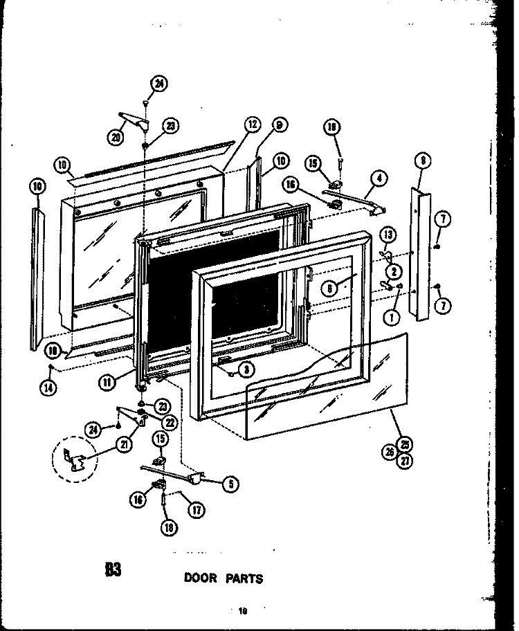 DOOR PARTS Diagram and Parts List for EVP399  Caloric Microwave Oven Combo