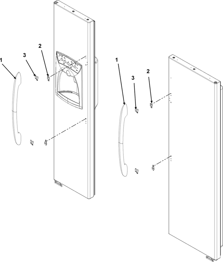 Handles And Trim Diagram and Parts List for ASD2620HRS  Amana Refrigerator