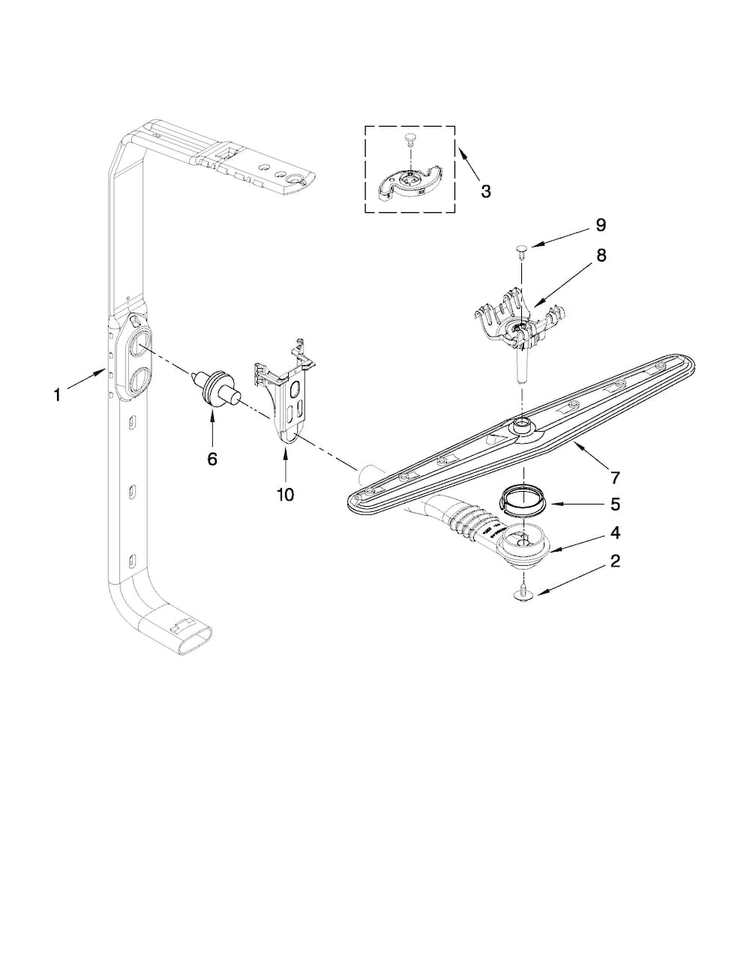 Upper Wash And Rinse Parts Diagram and Parts List for MDB7749SAW1  Maytag Dishwasher