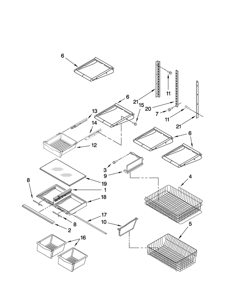 Shelf Parts Diagram and Parts List for MBF1956KEQ2  Maytag Refrigerator