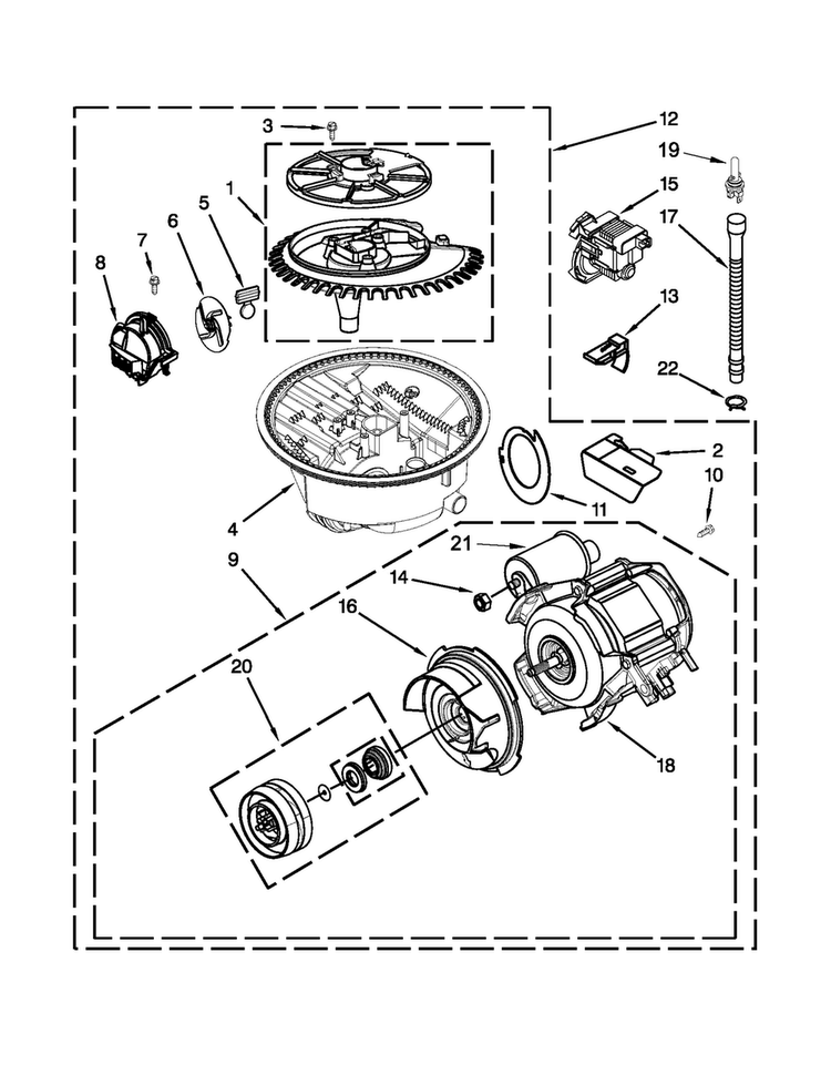 Pump And Motor Parts Diagram and Parts List for MDB4409PAS2  Maytag Dishwasher