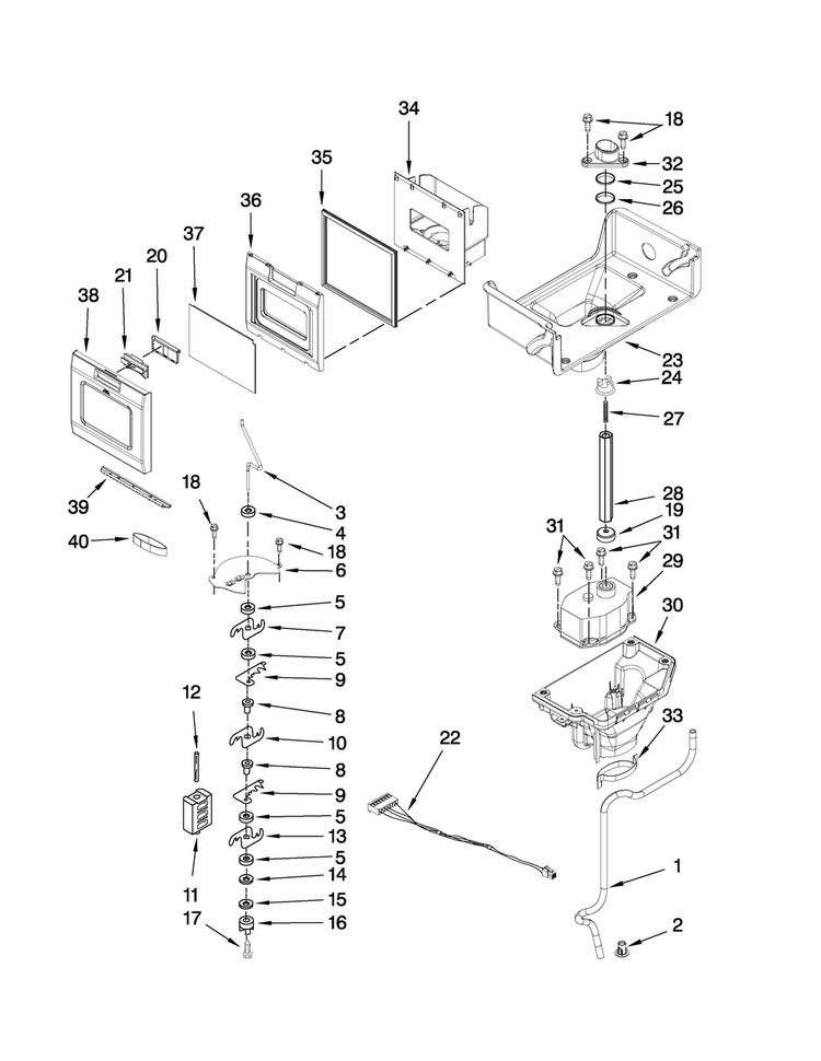 Motor And Ice Container Parts Diagram and Parts List for MFT2771WEM2  Maytag Refrigerator