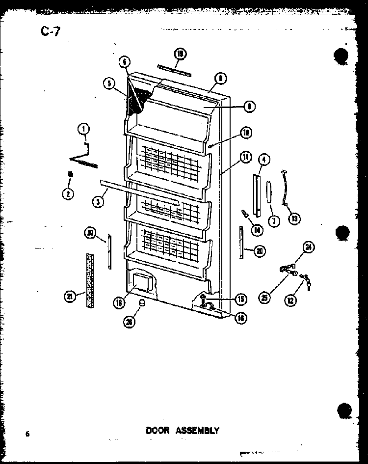 Door Assembly Diagram and Parts List for U23C P60345-73W Amana Freezer