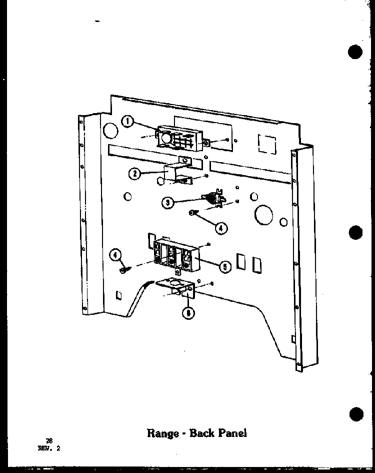Range - Back Panel Diagram and Parts List for ADM-1B-P85548-2S  Amana Range