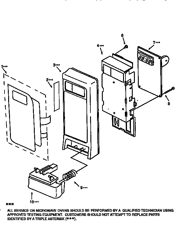Control Panel Diagram and Parts List for 56568480790  Kenmore Microwave