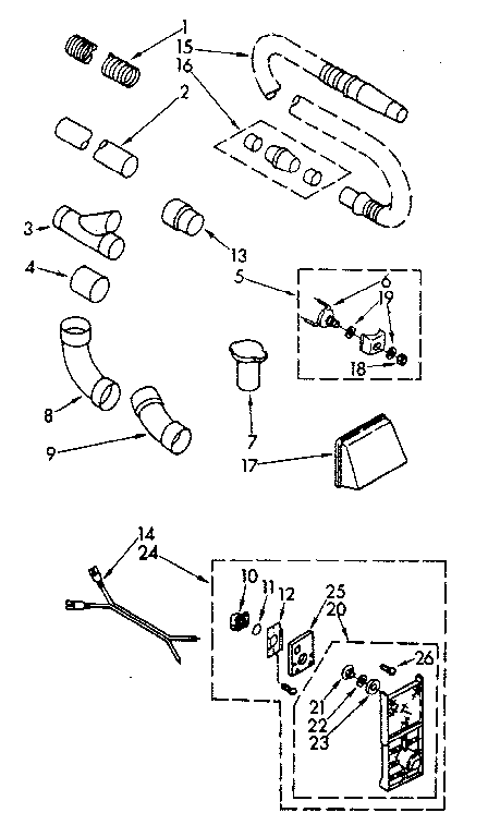 Hose Assembly Diagram and Parts List for 11640540  Kenmore Central Vacuum
