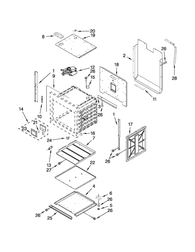 Lower Oven Parts Diagram and Parts List for JJW2830WB00  Jenn-Air Wall Oven