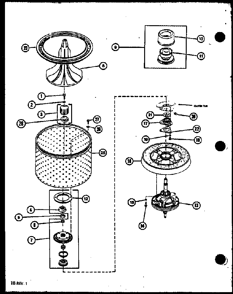 Section 9 Diagram and Parts List for LW2603 P7804720W Amana Washer