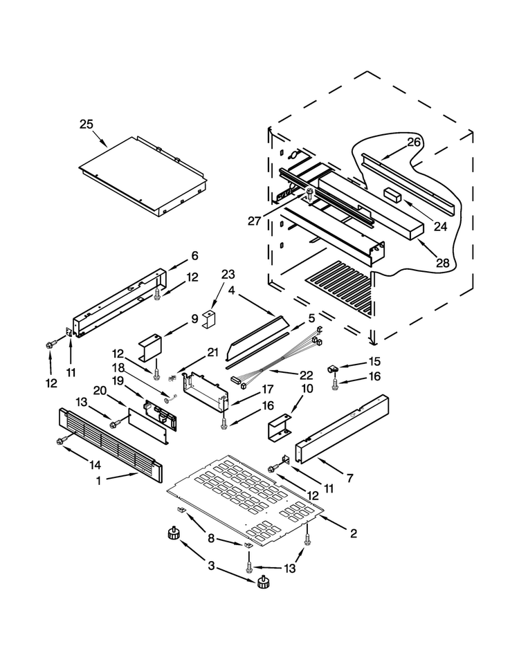 Liner Parts Diagram and Parts List for JUD24FCECX00  Jenn-Air Refrigerator