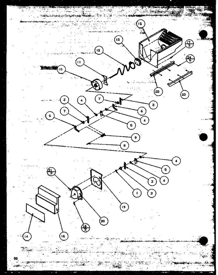 Crushed Ice Bucket Diagram and Parts List for SBD20MW-P1120201WW  Amana Refrigerator