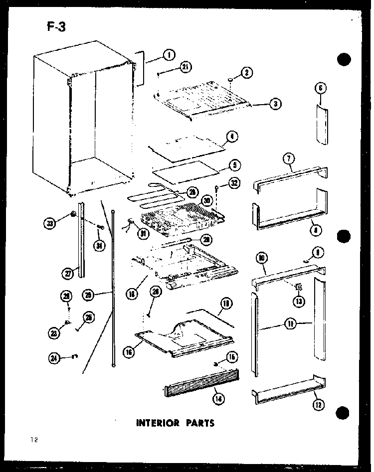 Interior Parts Diagram and Parts List for TL20F-P75288-15W  Amana Refrigerator
